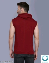 Men's Casual Hooded Tshirt - S, Maroon, Cotton, Pack of:1